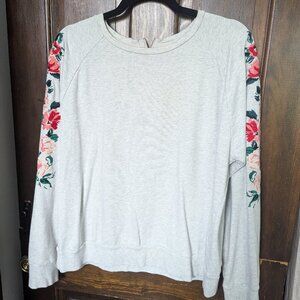 Embroidered crew neck sweatshirt with zipper back